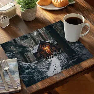 MWW CPPM1418F72FRD 14 x 18 in. The Lone Cabin - Black Polyester Placemat for Home Decor