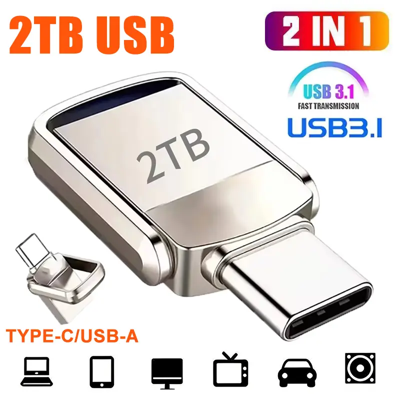 pc smartphone storage u disk 2TB USB 3.2 Gen 1 Type-C Jump Drive, USB-C Flash Metal Housing Swivel Design Thumb Drive, Usb Stick Drive, Computer