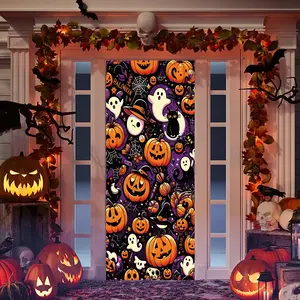 Stretchy Room Door Decoration Set for Halloween, Easy to Install Door Covers and Banners, 82.7in X 35.4in for Holiday Parties