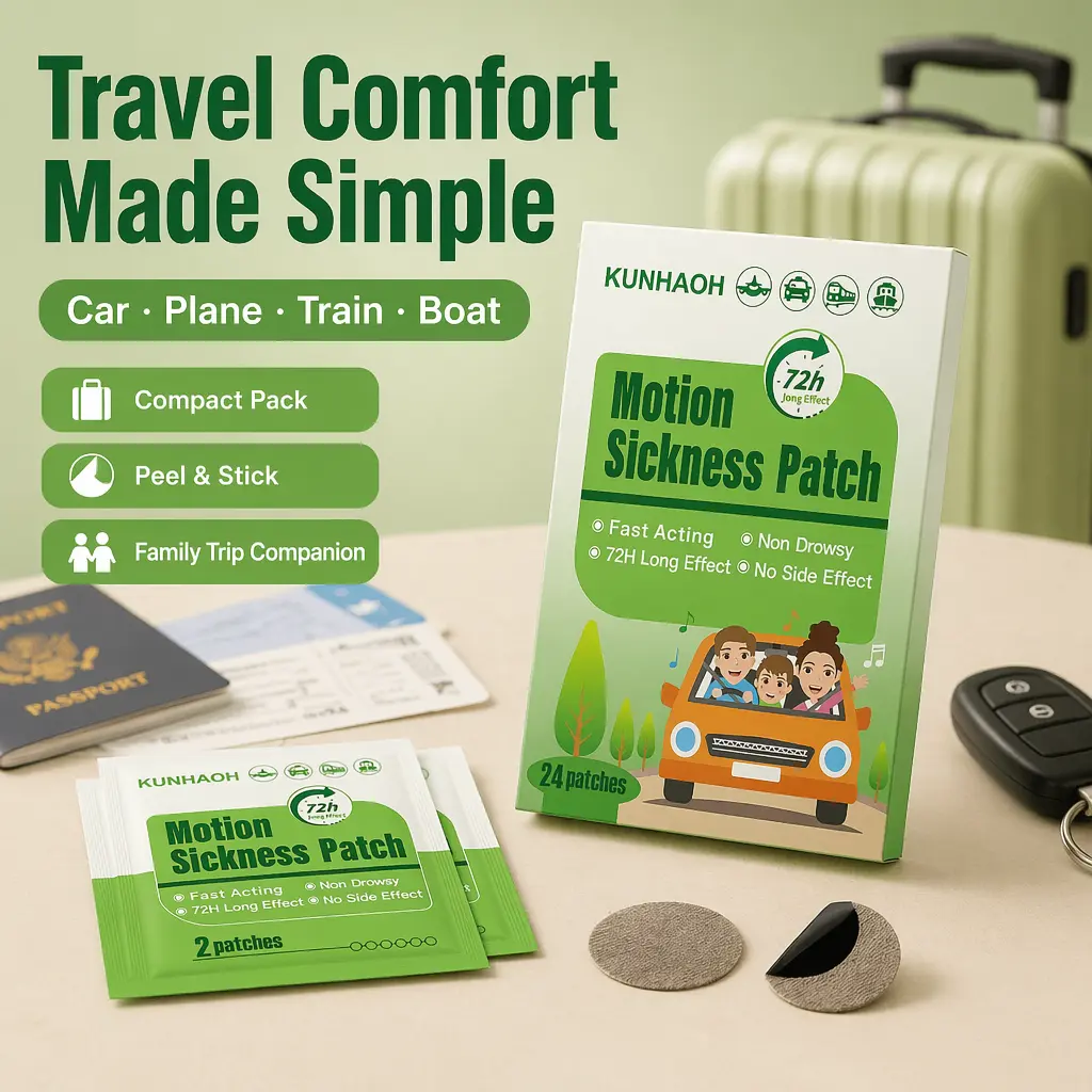 Motion Sickness Patches Non-Drowsy, 72H Lasting Sea Sickness Patches Cruise Essentials 2026, 100% Natural Motion Sickness Patch Travel Essentials for Car Airplane Ship Altitude Sickness