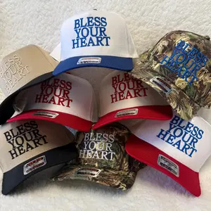 BLESS YOUR HEART trucker hat, Megan Moroney, embroidery, snapback, vintage cowboy, Camo, girl hat, concert, two tone, American, country, fun