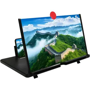 12" Phone Screen Magnifier, Screen Amplifier   Screen Projector with Foldable Stand, Phone Screen Magnifier for Watching Movies, Videos,  and Reading, Compatible with  Phones (Black)