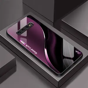 Suitable for [Galaxy S10 Plus] Simple silk gradient glass phone case, affordable, fully shockproof, drop-proof and wear-resistant-888