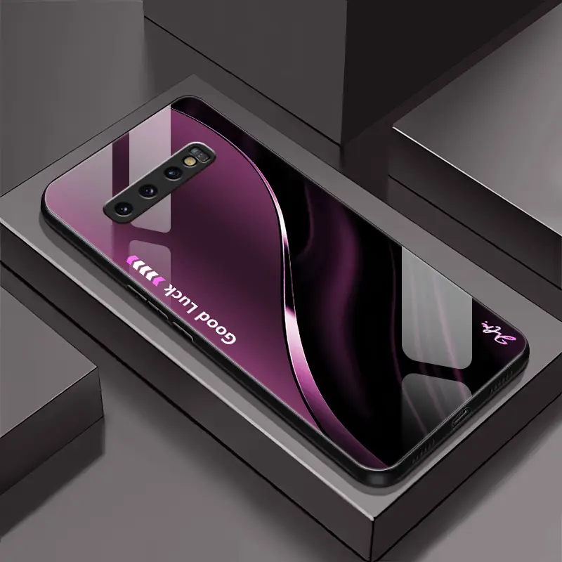 Suitable for [Galaxy S10 Plus] Simple silk gradient glass phone case, affordable, fully shockproof, drop-proof and wear-resistant-888