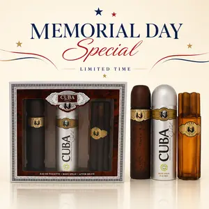 Cuba Gold by Cuba for Men - 3 Pc Gift Set 3.3oz EDT Spray, 6.7oz Deodorant Body Spray, 3.3oz, Memorial Day Gift