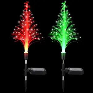 【Deal】2 Pcs Solar Christmas Tree Garden Stake Lights Outdoor Christmas Tree Lighted Yard Decorations Multicolor LED Solar Stakes for Pathway Lawn Patio Xmas Ornament
