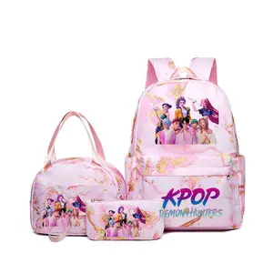 Kpop Demon Hunters Aesthetic Backpack Set 3pcs Laptop Bag