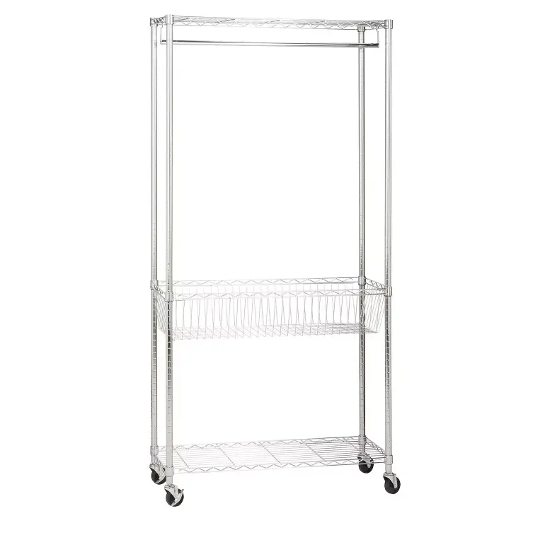 Rolling Laundry Station with Sorter Baskets and Folding Table