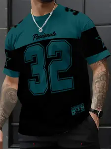 Men's Summer Short Sleeve Fitted Classic T-Shirt, Graphic Print, Round Neck Polyester Fabric, Lightweight Breathable Casual Streetwear Wear, All Seasons