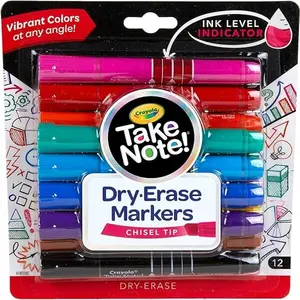 Crayola Low Odor Dry Erase Markers for Kids & Adults, Chisel Tip, Back To School Supplies, 12 Count