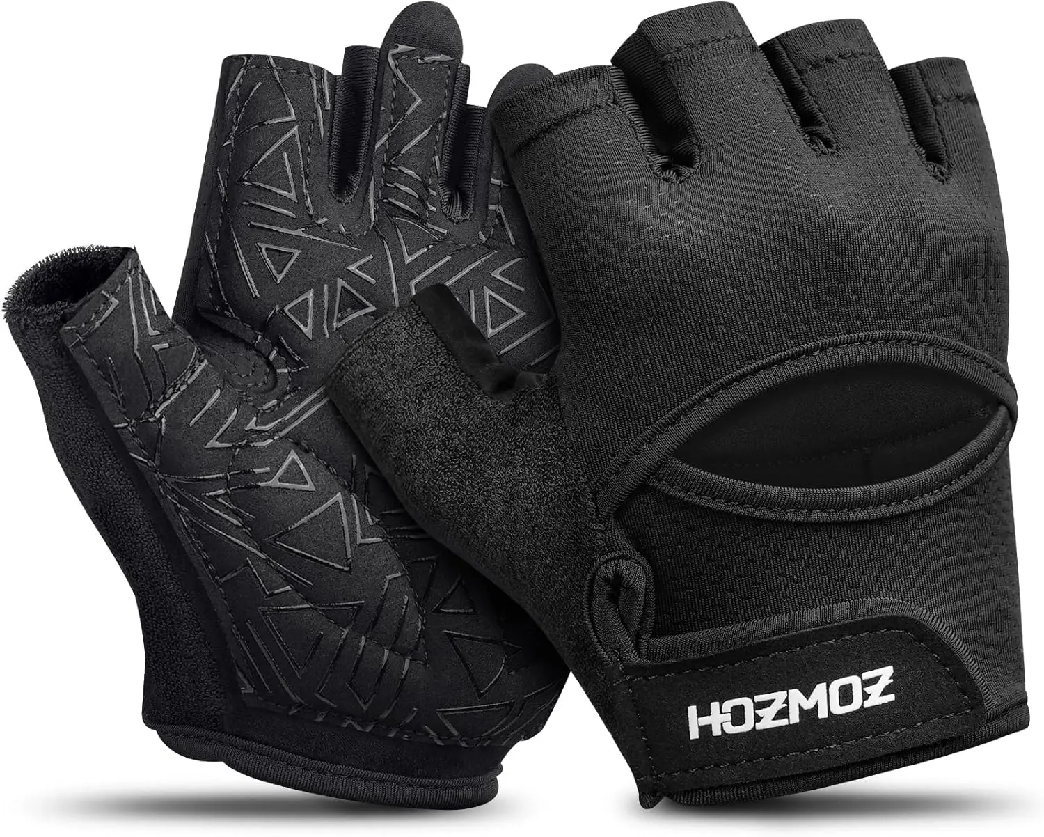 HOZMOZ Ventilated Weight Lifting Gloves for Men & Women - Thick, Soft, Sturdy, Full Palm Protection, Non-Slip Grip, Shock Absorption for Dumbbells & Fitness Equipment Training