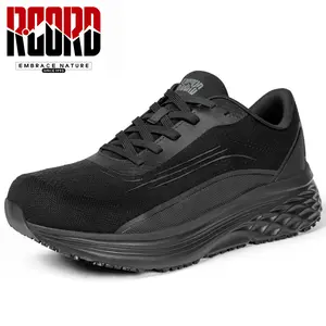 R CORD Women’s Waterproof Non-Slip Work Shoes – Oil-Resistant Chef & Nurse Sneakers for Kitchen, Restaurant & Healthcare (Black) Breathable