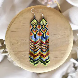 Rain Dance - Native Beaded Earrings Inspired by Mexican Traditional Dance - Handmade by Mexican Artisans - Mother Sierra