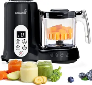 Baby Food Maker with Steam Basket, One Step Baby Food Processor Steamer Puree Blender Grinder Mills Machine, Auto Cooking Grinding and Sterili-zing for Healthy Homemade Baby Food, Blcak