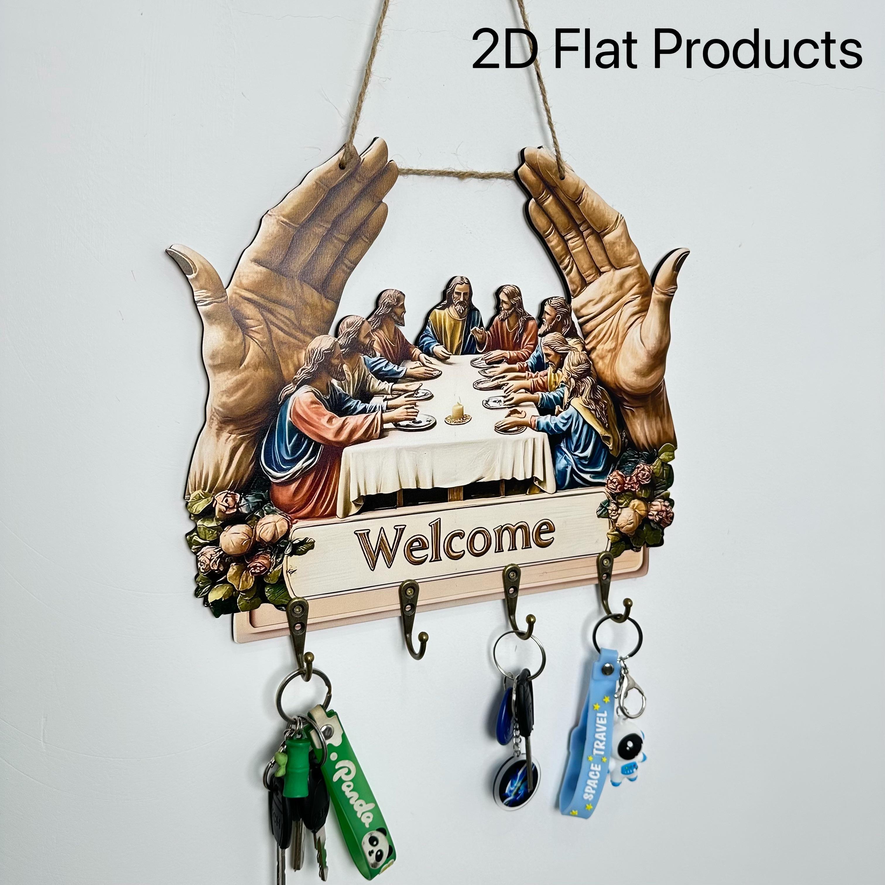 Flat Jesus and Disciples Wall Art Keychain 1 Piece Pack, Exquisite Religious Design with Four Metal Hooks, 10.4"x11.8" Artificial Wood & Metal Frame, Porch Welcome Sign, Farmhouse Style Seasonal Home Decor, Intricate Craftsmanship,Mother's Day gift Flat Jesus and Disciples Wall Art Keychain 1 Piece Pack, Exquisite Religious Design with Four Metal Hooks, 10.4"x11.8" Artificial Wood & Metal Frame, Porch Welcome Sign, Farmhouse Style Seasonal Home Decor, Intricate Craftsmanship,Mother's Day gift