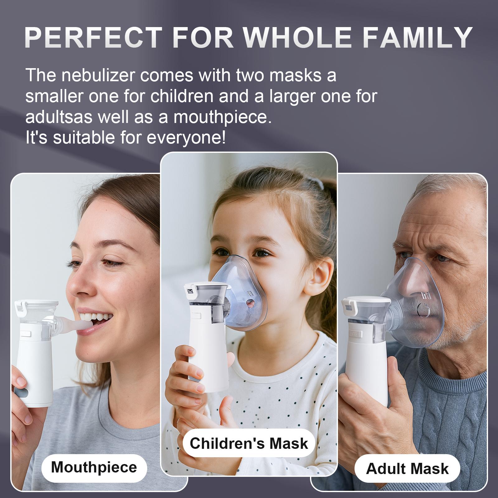 NBM-7 Handheld Nebulizer, 4 Adjustable Modes, Fine Mist 4μm, Rechargeable 600mAh, Portable & Quiet, 15ml Capacity for Daily Use and Personal Care