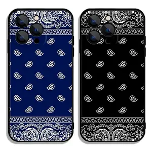 Fashion Pattern Bandana Paisley Phone Cases For iPhone 17 Promax Pro Air 16 Plus 15 14 13 12 11 Soft Black TPU Anti-fall Shockproof Protective Cover Perfect Christmas Halloween Birthday Gift