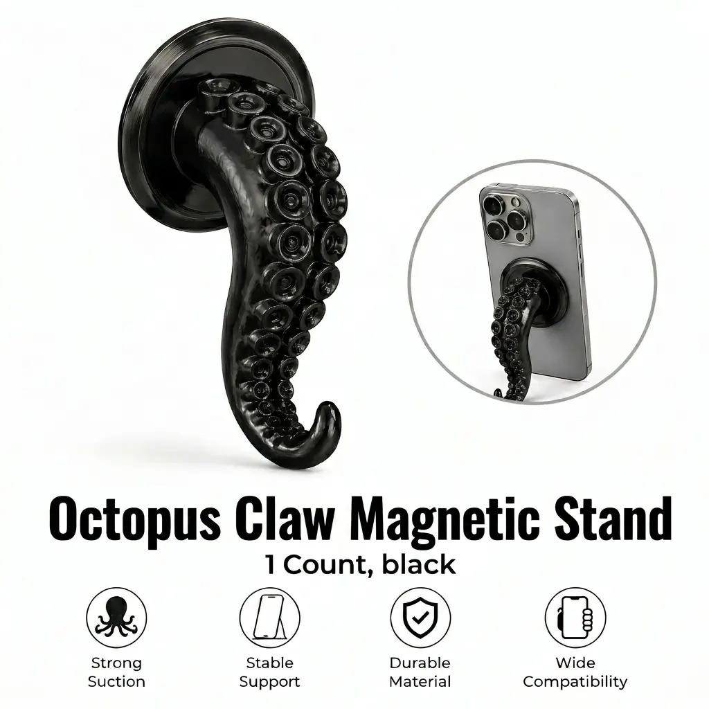 1 Count Cool Octopus Tentacle Phone Stand, Flexible Silicone Phone Grip with 360 Degree Rotation. Adjust Viewing Angle Easily. Desk Stand for Video Calls