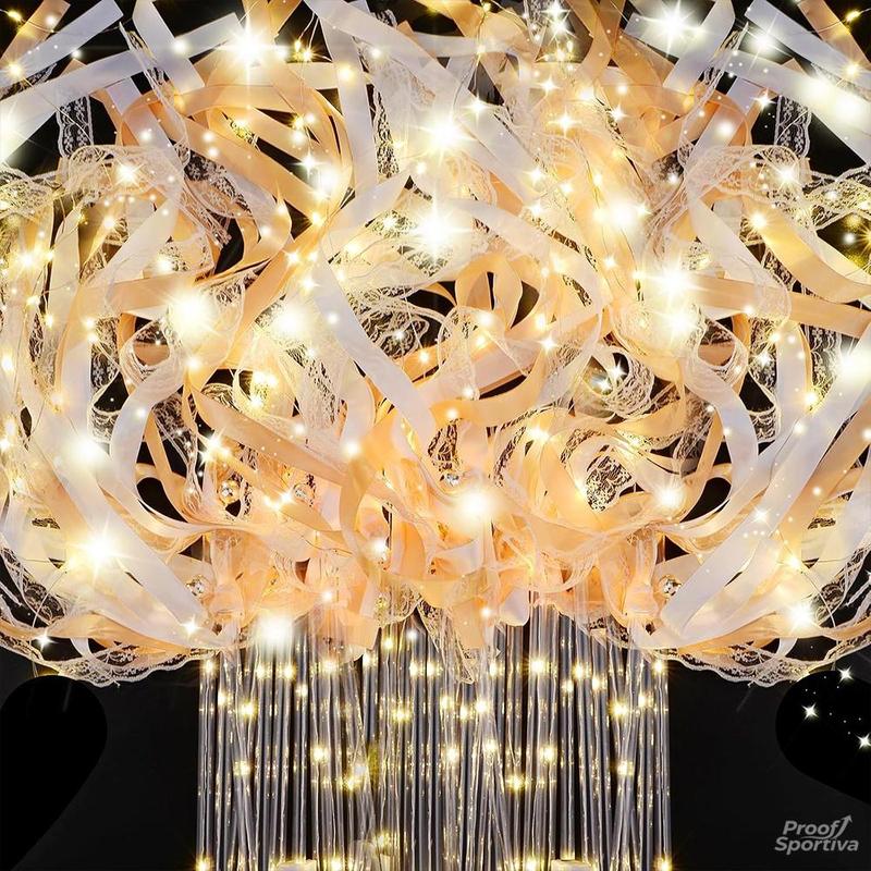 Proof Sportiva 30 Pieces Wedding Wand Ribbon Fluttering, 3 Light Up Modes, Light Up LED Silk Fairy Tale Wand, Light Up Lace Wand with Bell, Suitable for Weddings, Carnivals, Concerts, New Year's Day, Birthday Parties, Holiday Parties and more!