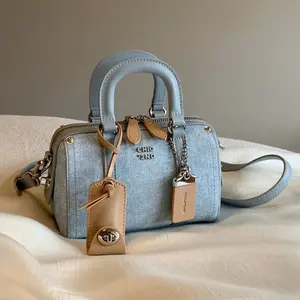 2026 Vintage Floral Knit Handbag, Denim Pillow Boston Bag, Aesthetic Shoulder Bag,Cosmetic Bag, Essential for Work, Commuting and Travel