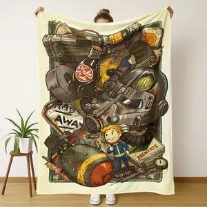 Radiation Shelter Flannel Blanket, Vintage Game Design, Lightweight Durable, Suitable for Bedroom Chair Decor, Sofa Bed Office Outdoor Use