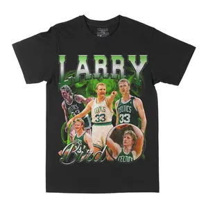 Larry Bird Graphic Tee, Y2K Rap Streetwear T-Shirt, Unisex Crew Neck, Vintage Hip-Hop Graphic, Sports Style, Casual Cotton Fit