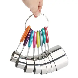 8/12pcs Baking Essential Measuring Tools - Stainless Steel Set with Silicone Handles for Precision Dry & Liquid Measuring