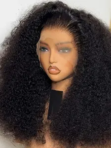 Short 16 Inch Glueless Curly Wig, Soft No Glue Pre-Banked Long Hair, 180% Density Lace Front Wig, Medium Length Headband Wig for All Seasons