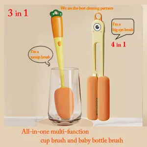 3 in 1 Bottle Cup Lid Brush Straw Cleaner Tools Multi-Functional Crevice Cleaning Brush Clean Brushes for Tiny Bottle Nursing Bottle Cups Cover
