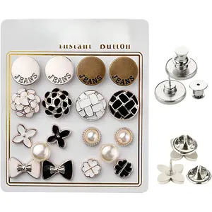 18 Sets No Sew Buttons Cover Up Buttons Replacement Instant Removable  Multipurpose for Jeans Pant Shirt Coat... (4Multicolor)