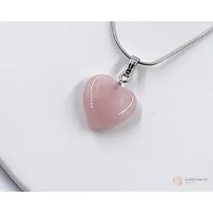 Heart Shaped Rose Quartz Pendant Necklace