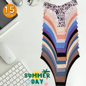 Hi  15 Pc Seamless Sexy Low-rise Panties, Close-fitting & Curve-hugging. Plus-size Breathable Quick-dry Fabric For Elegant Comfort-non-stuffy, Unrestricted, No Riding Up. Soft Friction-free Material With Cool-touch Breathability For All-day Ease.