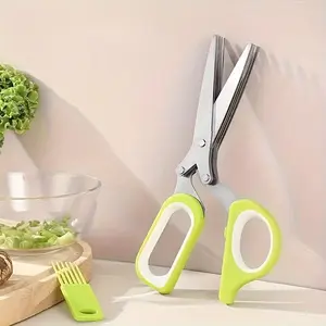 Stainless Steel Chive Scissors with Safety Cover  Multi-Purpose Kitchen Shears for Chopping Chives, Herbs, and Vegetables Ideal Home Essential