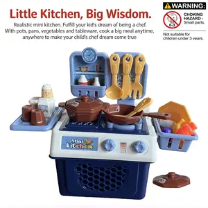 Kids' Complete Kitchen Playset, Realistic Mini Stove with Pots & Pans, Ideal Pretend Cooking Toy, Perfect Gift for Young Chefs, Toddler Play Kitchen