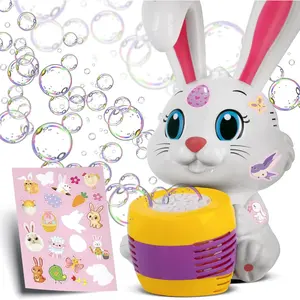 Easter Bunny Bubble Machine for Toddlers - Rabbit Holding Egg Bubble Blower Toy for Kids with Refill Solutions, Music, & Batteries - Blowing Party Favors - Easter Basket Stuffers