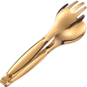 Non-Slip Stainless Steel Serving Tongs for Meat, Salad, And Bread, Elegant Golden Color, Ergonomically Designed, Suitable for Safe Cooking And Serving in The Kitchen Or Barbecue Area, Cooking Tongs, Party Supplies