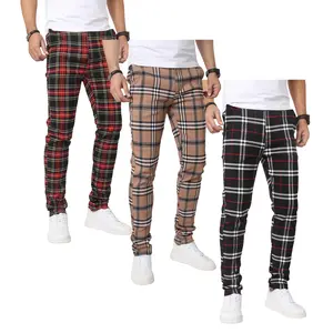 JUNBAOSS Men's 1,3 Pack Slim Fit Stretch Dress Pants Plaid Skinny Pants for Men, Straight Leg Fashion Comfort Flex Waist Pants, Mens Casual Business Golf Dress Chinos Pants SpringStatements