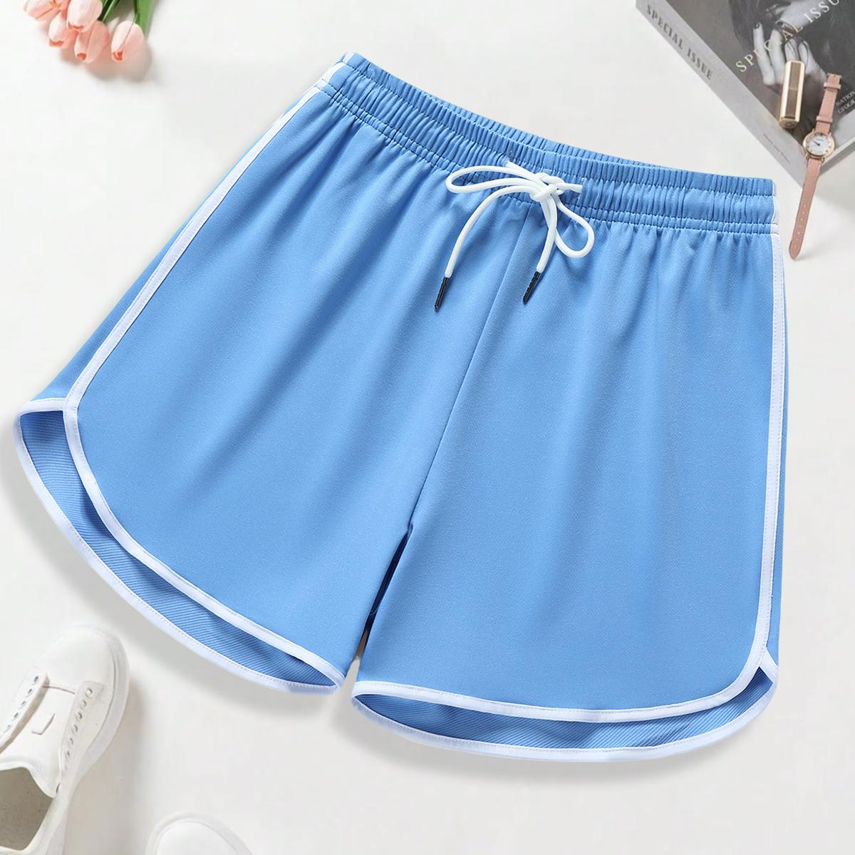 4-pack women’s summer athletic shorts, solid basic style that pairs well, soft sleep shorts for home wear, with pockets and a drawstring waist, running and yoga shorts