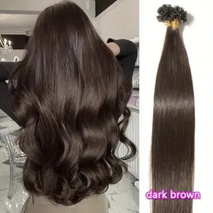 50 Strands U-Tip Human Hair Extensions 100% Remy Silky Straight Invisible Keratin Pre-Bonded Hot Fusion 12-28 Inches Natural Black Brown Blonde 50G Thick No Tangle No Shedding Soft Healthy Long Lasting for Women Daily Party Salon Use