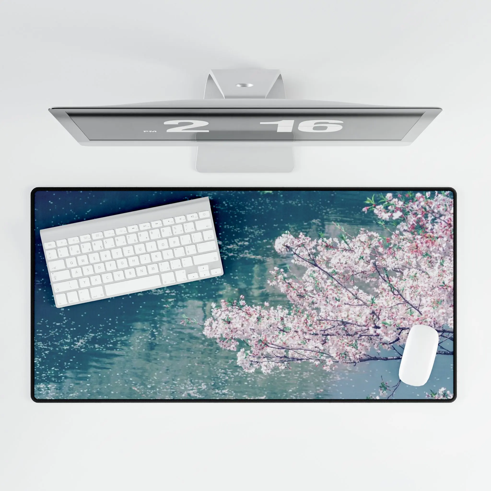 Cherry Blossoms Over Water Mouse Pad — Large Non Slip Desk Mat