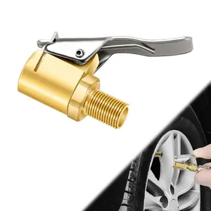 8mm Brass Locking Tire Air Chuck with Clip, Universal Tire Inflator Hose Adapter & Nozzle Connector for Car Truck Motorcycle Automotive