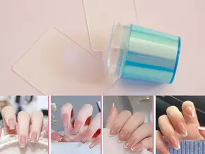 French Nail Hack/Clear Nail stamping tool Nail stamping tool with 2 Mehndi Scraper/Pink Silicon Clear Jelly Stamper Polish Print Transfer