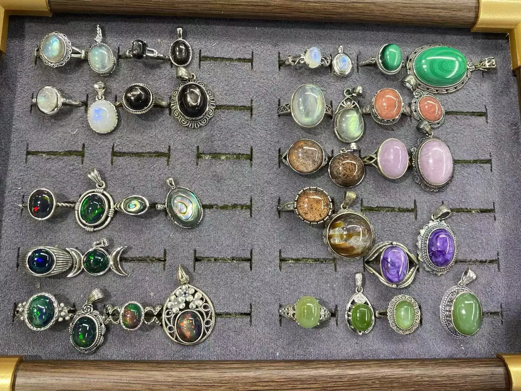 Natural crystal gemstone ring and necklace