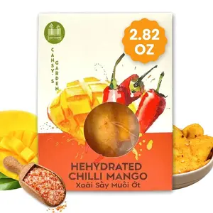 Cansy's Garden Soft Dried Chili Mango – Spicy & Sweet Tropical Snack with Salt & Chili – Vegan, Gluten-Free, Sealed Pouch inside Giftable Box, On the Go snack pack – 2.82 oz