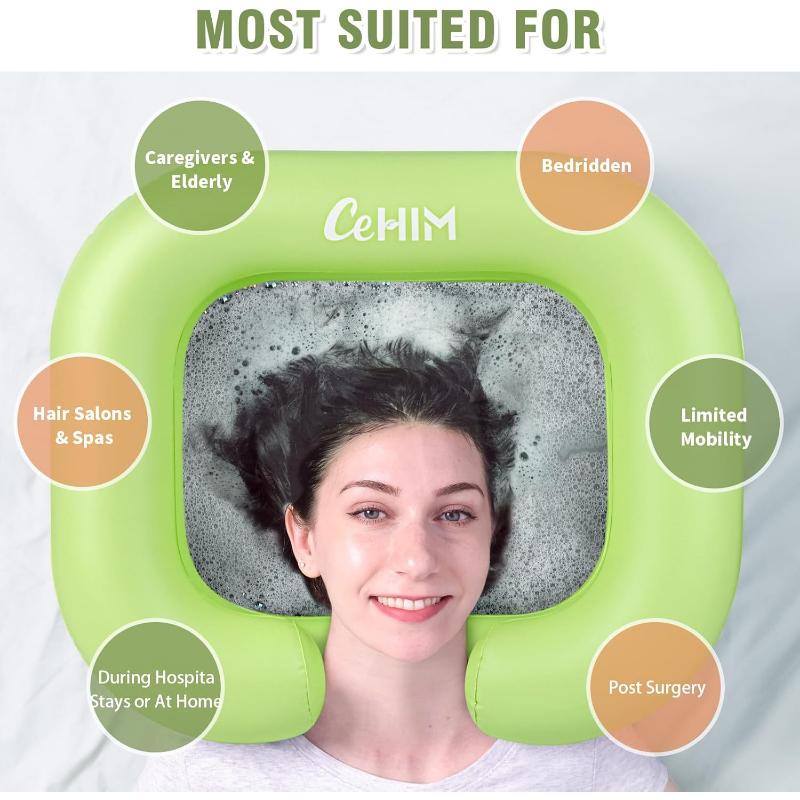 Inflatable Shampoo Basin - Portable Shampoo Bowl, Hair Washing Basin for Bedridden, Disabled,Injured, Hair Wash Tub for Dreadlocks and at Home Sink Washing (Silver)