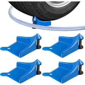 Pack fo 4 Blue Car Tire Hose Roller & Guide, PP Material, Uncharged, Easy Car Wash Accessory, Prevents Hose from Getting Stuck, Durable Auto Cleaning Tool - Home Improvement.