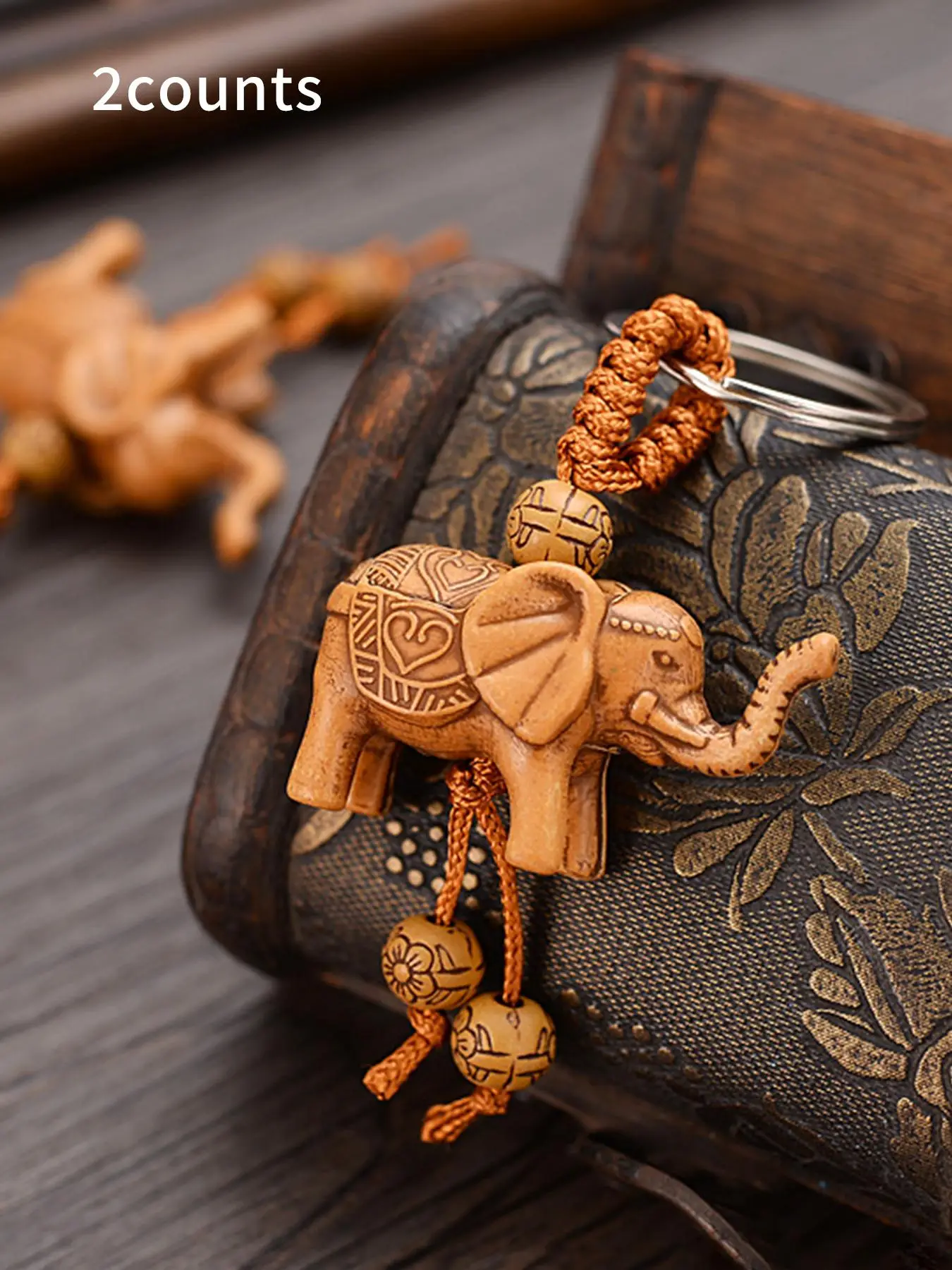 Cute Elephant Design Keychain, Boho Style Beaded Decor Pendants Keychain for Women & Men, Fashion Accessories for Bag Decoration, Charms