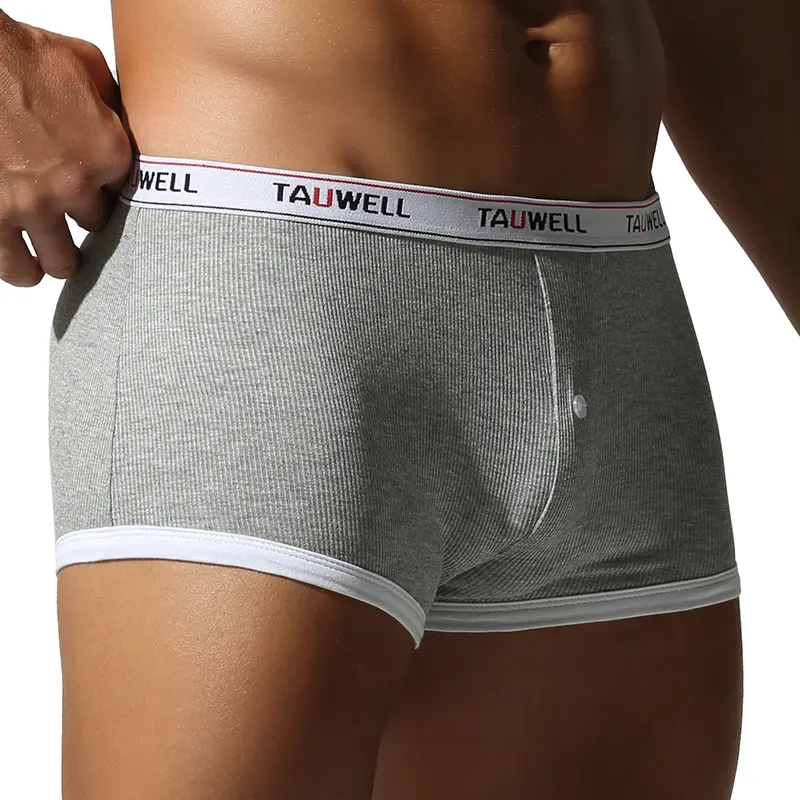 TAUWELL Men’s Button Fly Boxer Briefs, Soft Cotton Ribbed Stretch Underwear for Jogging, Long Sitting and Daily Comfort-26202
