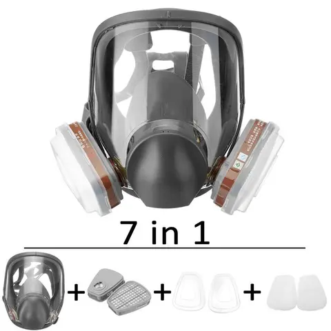 Full Facepiece Reusable Protective Safety Respirator 6800, 7-In-1 Design, Anti-Fog & Breathable, Ideal for Painting, Welding, Chemicals, Dustproof Gasproof Mask