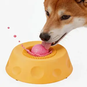 Suction Cup Slow Feeder Dog Bowl with Built-in Toy Ball - No-Mess Interactive Pet Lick Bowl for Aggressive Eaters, Suitable for Dogs & Cats (Multi-Colors)